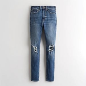 Hollister ULTRA HIGH-RISE RIPPED MEDIUM WASH SUPER SKINNY JEANS (Soft Stretch)